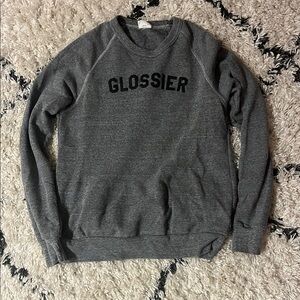 Glossier Gray Crewneck Sweater Soft Cotton Blend